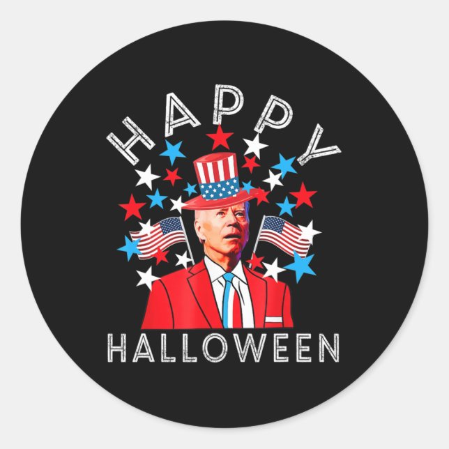 Happy Halloween Joe Biden 4th of July Memorial Ind Classic Round Sticker (Front)