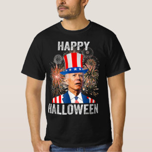 Happy Halloween Joe Biden USA Flag Fireworks th Of T-Shirt