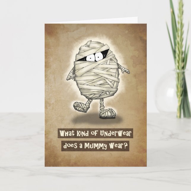 Happy Halloween Joking Mummy Card (Front)