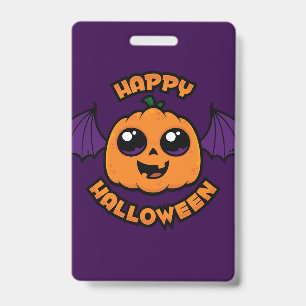 Happy Halloween Kawaii Pumpkin Spooky Cuteness ID Badge