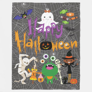 Happy Halloween Kids Cute and Spooky Fleece Blanke Blanket