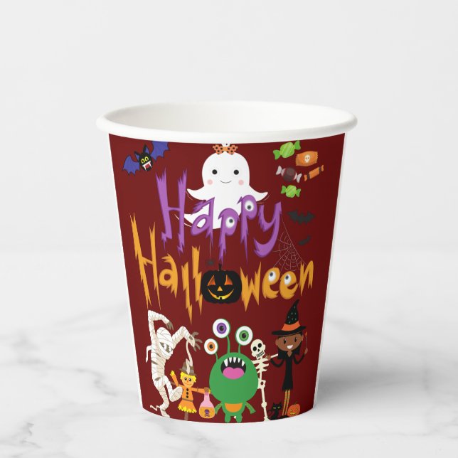 Happy Halloween Kids Cute and Spooky     Paper Cups (Front)