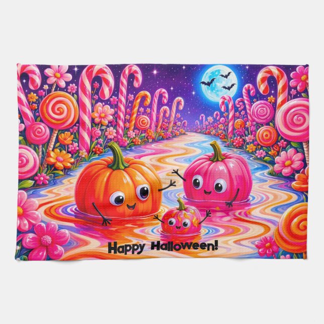 Happy Halloween Kitchen Dish Towel (Horizontal)