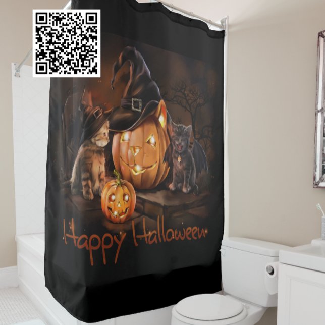 Happy Halloween Kittens Shower Curtain (Creator Uploaded)