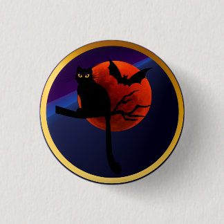Happy Halloween Kitty n' Bat 3 Cm Round Badge