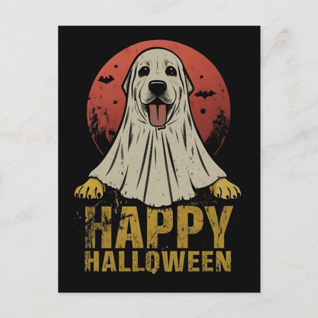 Happy Halloween Labrador Retriever Dog Ghost Holiday Postcard (Front)