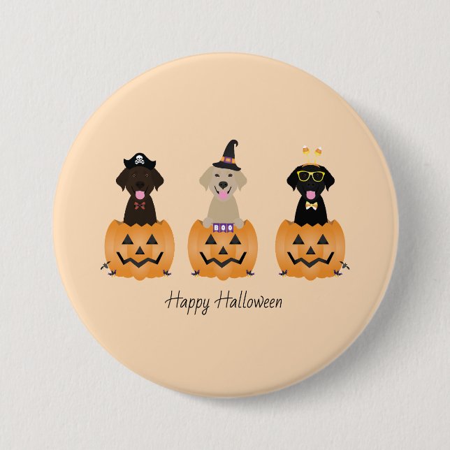 Happy Halloween Labrador Retriever Dogs Pumpkin 7.5 Cm Round Badge (Front)