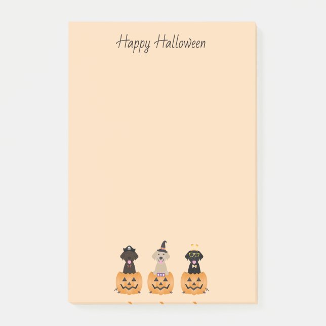 Happy Halloween Labrador Retriever Dogs Pumpkin Post-it Notes (Front)
