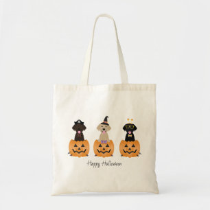 Happy Halloween Labrador Retriever Dogs Pumpkin Tote Bag