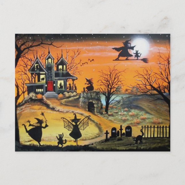 Happy Halloween landscape Holiday Postcard (Front)