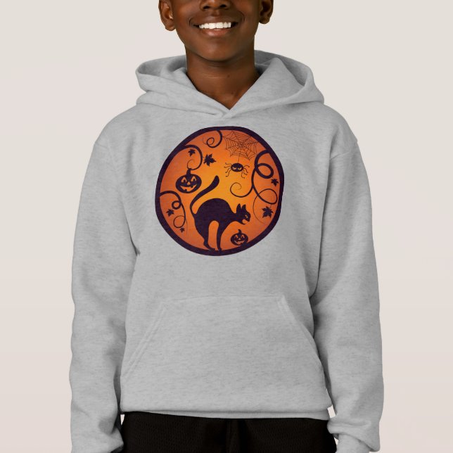 Happy Halloween lantern black cat spiders and bats (Front)