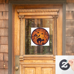 Happy Halloween lantern black cat spiders and bats