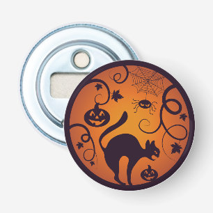 Happy Halloween lantern black cat spiders and bats Bottle Opener