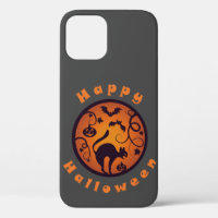 Happy Halloween lantern black cat spiders and bats