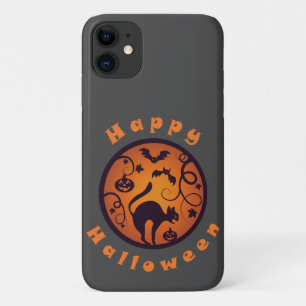 Happy Halloween lantern black cat spiders and bats Case-Mate iPhone Case
