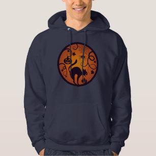 Happy Halloween lantern black cat spiders and bats Hoodie