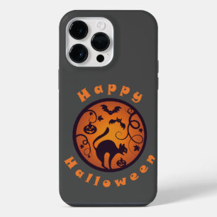 Happy Halloween lantern black cat spiders and bats iPhone 14 Pro Max Case