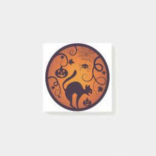Happy Halloween lantern black cat spiders and bats Post-it Notes
