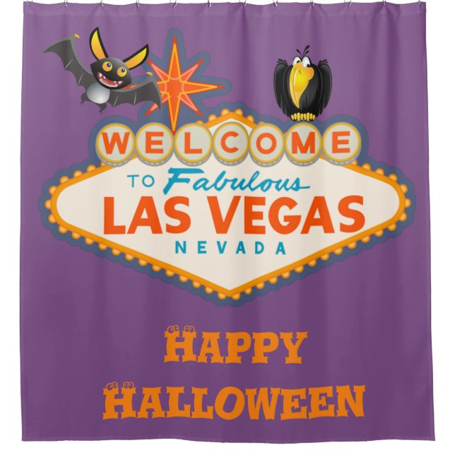 Happy Halloween Las Vegas Style Shower Curtain (Front)