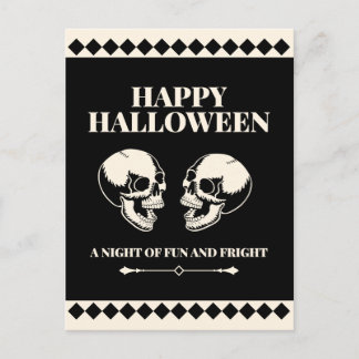 Happy Halloween Laughing Skulls Fun Holiday Postcard
