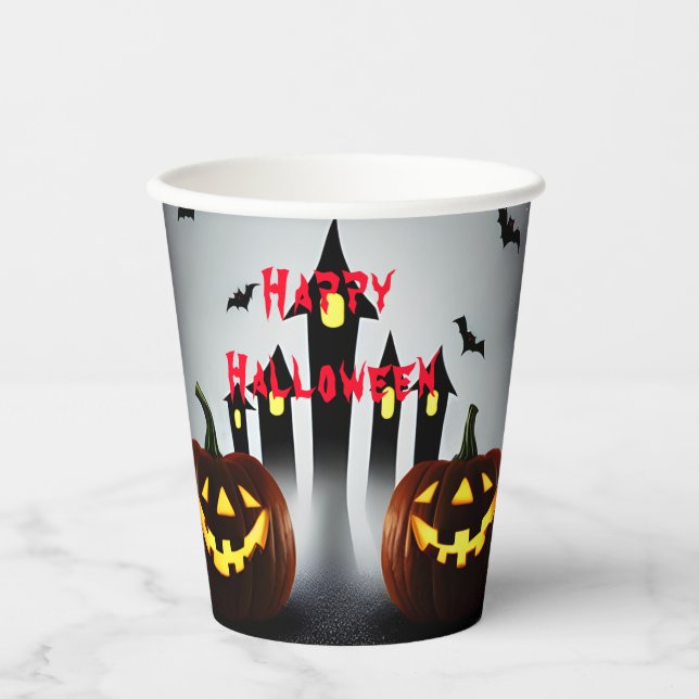 Happy Halloween Let's be Scary Jack 'o Lantern Paper Cups (Front)
