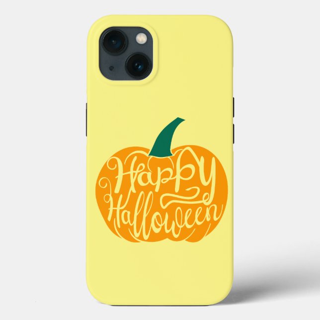Happy Halloween lettering on carved pumpkin Case-Mate iPhone Case (Back)