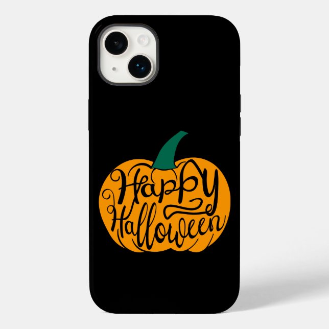 Happy Halloween lettering on carved pumpkin Case-Mate iPhone Case (Back)