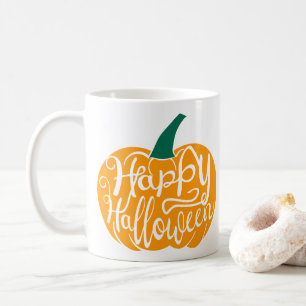 Happy Halloween lettering on carved pumpkin Coffee Mug
