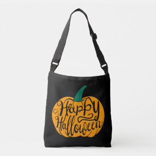 Happy Halloween lettering on carved pumpkin Crossbody Bag