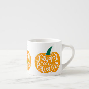 Happy Halloween lettering on carved pumpkin Espresso Cup