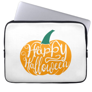 Happy Halloween lettering on carved pumpkin Laptop Sleeve