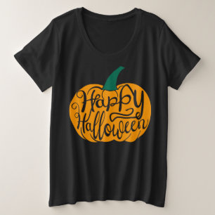 Happy Halloween lettering on carved pumpkin Plus Size T-Shirt