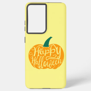 Happy Halloween lettering on carved pumpkin Samsung Galaxy Case