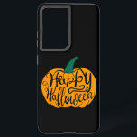 Happy Halloween lettering on carved pumpkin Samsung Galaxy Case<br><div class="desc">Stylised typography Happy Halloween carved on pumpkin drawing in flat style</div>