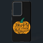 Happy Halloween lettering on carved pumpkin Samsung Galaxy Case<br><div class="desc">Stylised typography Happy Halloween carved on pumpkin drawing in flat style</div>