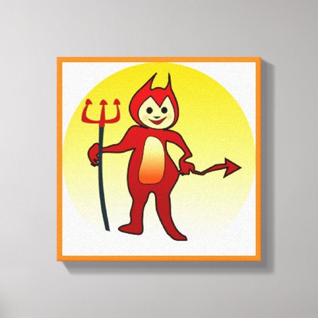 "HAPPY HALLOWEEN" LITTLE DEVIL CANVAS PRINT (Front)