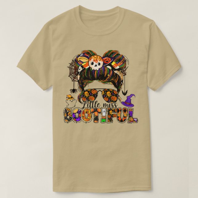 Happy Halloween Little Miss Bootiful Girls Hallowe T-Shirt (Design Front)