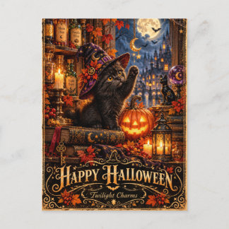 Happy Halloween – Magical Black Kitten Postcard