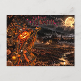 Happy Halloween – Magical Full Moon Night Holiday Postcard