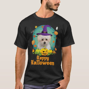 Happy Halloween Maltese Dog Pumpkin Witch Ghost Cu T-Shirt