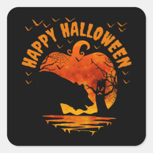 HAPPY HALLOWEEN MEN WOMEN KIDS COSTUME SQUARE STICKER