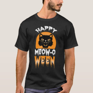 Happy Halloween Meow O Ween Cute Black Cat Party C T-Shirt