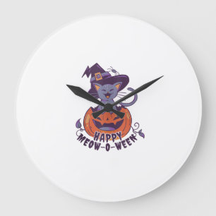 Happy Halloween Meowoween Tank Top Large Clock