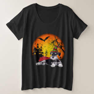 happy halloween miniature schnauzer dogs halloween plus size T-Shirt