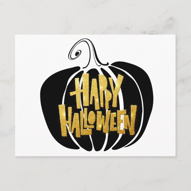 Happy Halloween Minimalist Pumpkin Postcard (Front)