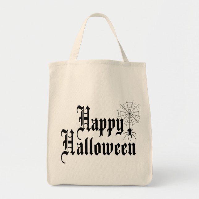 Happy Halloween minimalist typography Tote Bag (Front)