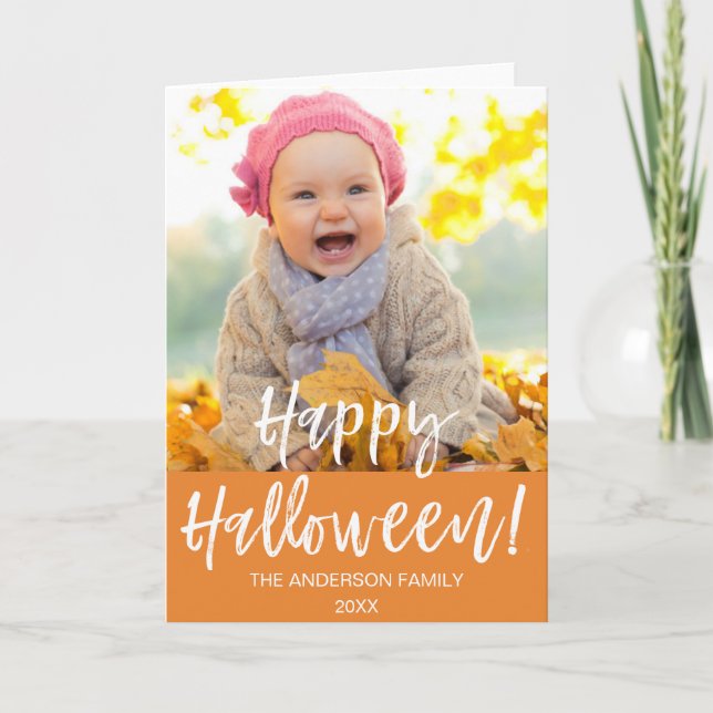 Happy Halloween Modern Halloween Photo Card (Front)
