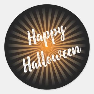 Happy Halloween Modern Typography Orange Black Classic Round Sticker