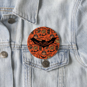 Happy Halloween Monogram Name Tag 7.5 Cm Round Badge