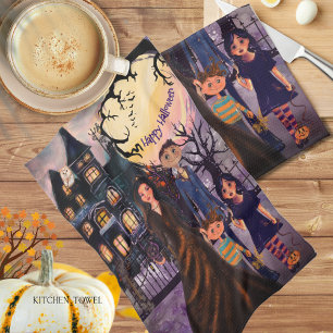 Happy Halloween Monster Family Kitchen Towel